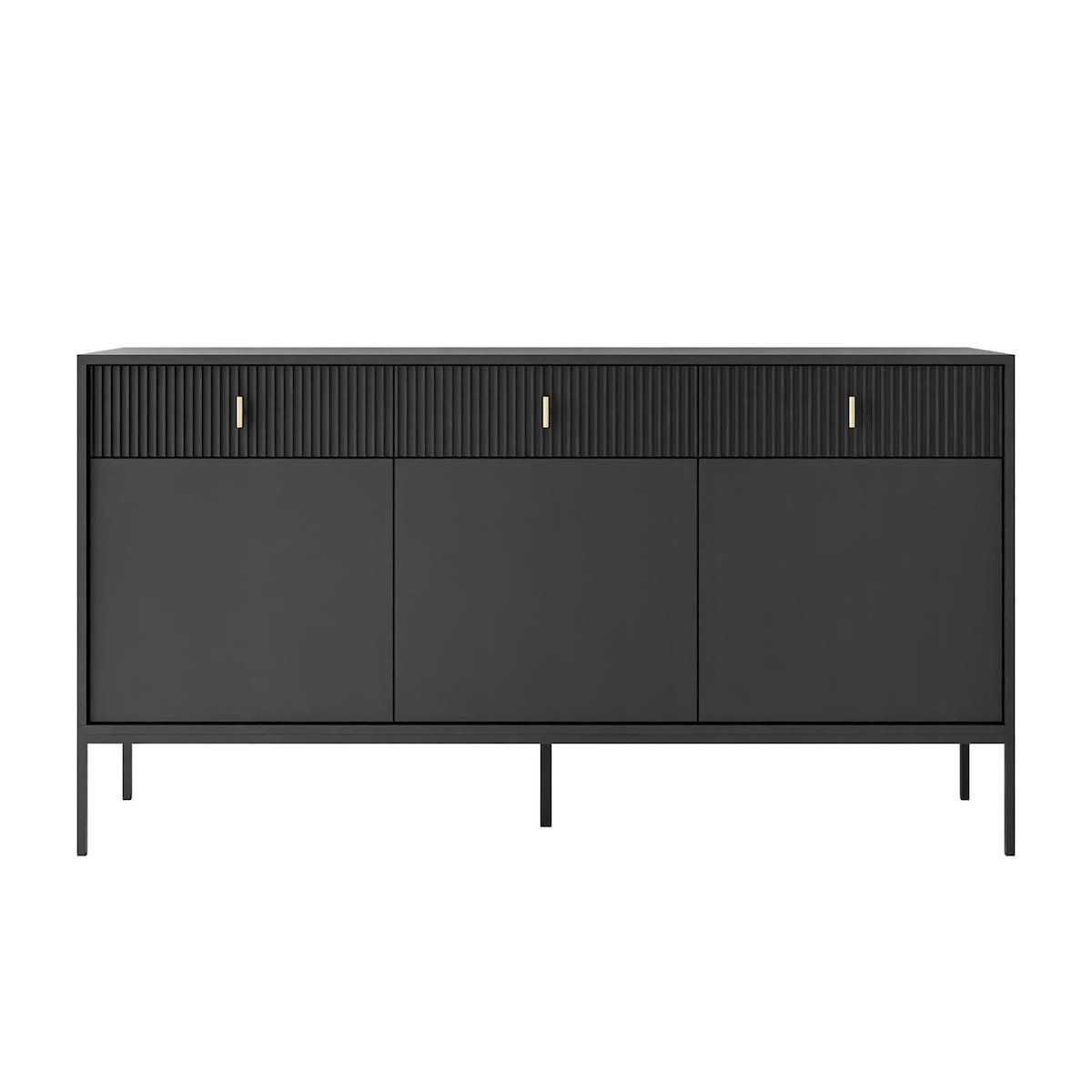 Komoda MIDNIGHT 3D3S z trzema szufladami na stelażu, czarna