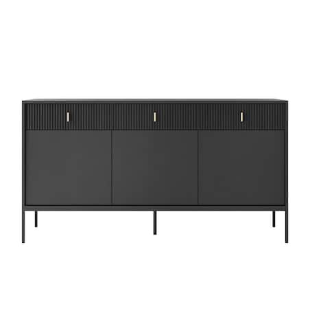 Komoda MIDNIGHT 3D3S z trzema szufladami na stelażu, czarna