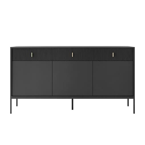 Komoda MIDNIGHT 3D3S z trzema szufladami na stelażu, czarna