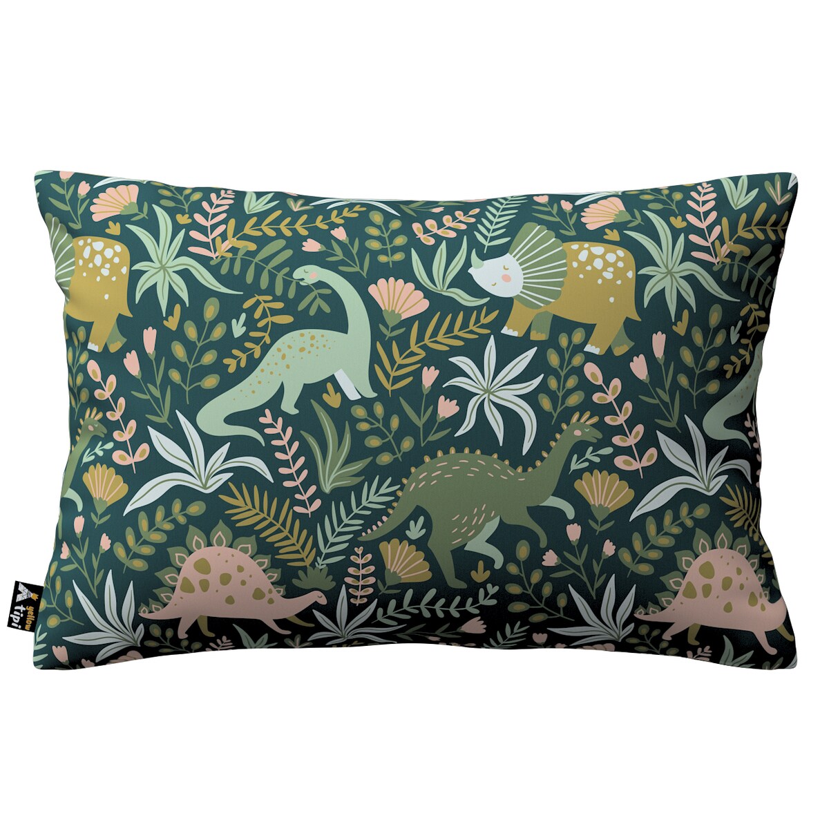 Poszewka Milly prostokątna 60x40 dinozaury na zielonym tle