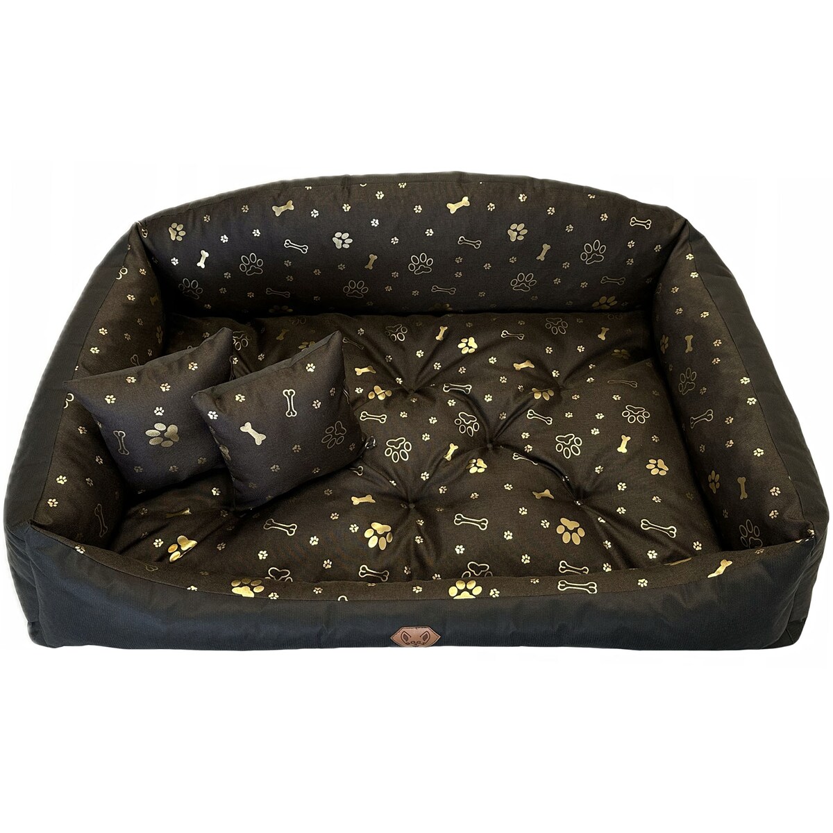 Legowisko Dla Psa Kanapa Posłanie Muszla 100X75 Cm Wodoodporne Poduszki Pikowane Kość Złota