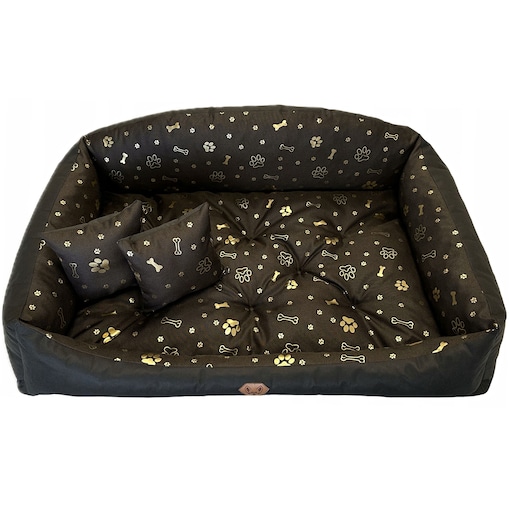 Legowisko Dla Psa Kanapa Posłanie Muszla 100X75 Cm Wodoodporne Poduszki Pikowane Kość Złota