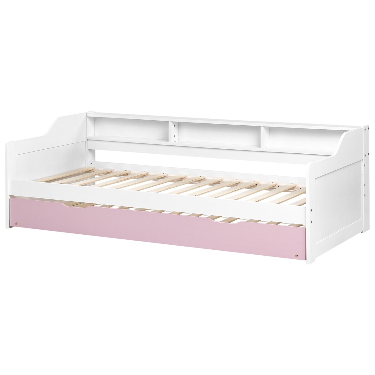 Łóżko wysuwane Drewno sosnowe EDERN 90 x 200 cm Różowy