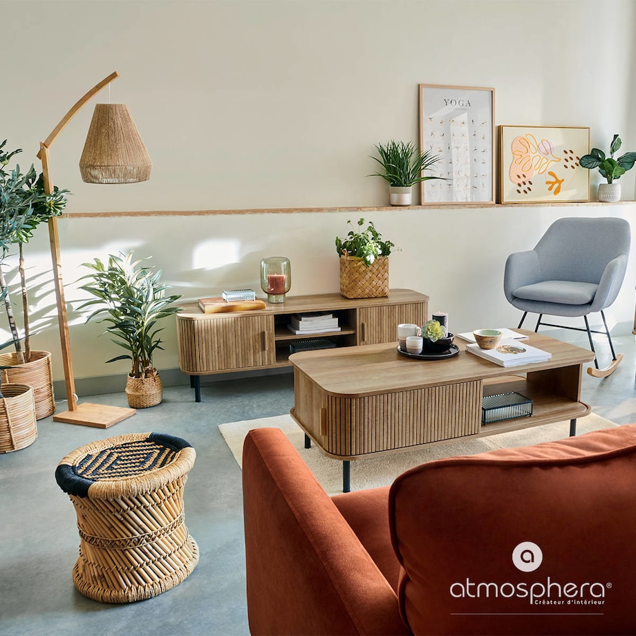 Fotel bujany PERA, szary, z drewnianymi nogami