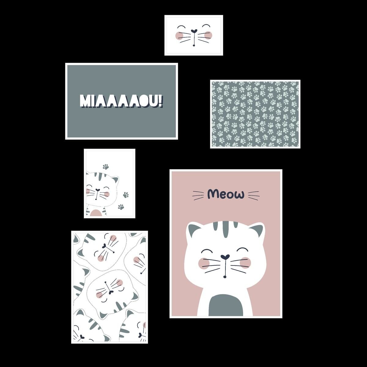 Plakaty do pokoju dziecka THE KING OF THE JUNGLE, 6 ramek