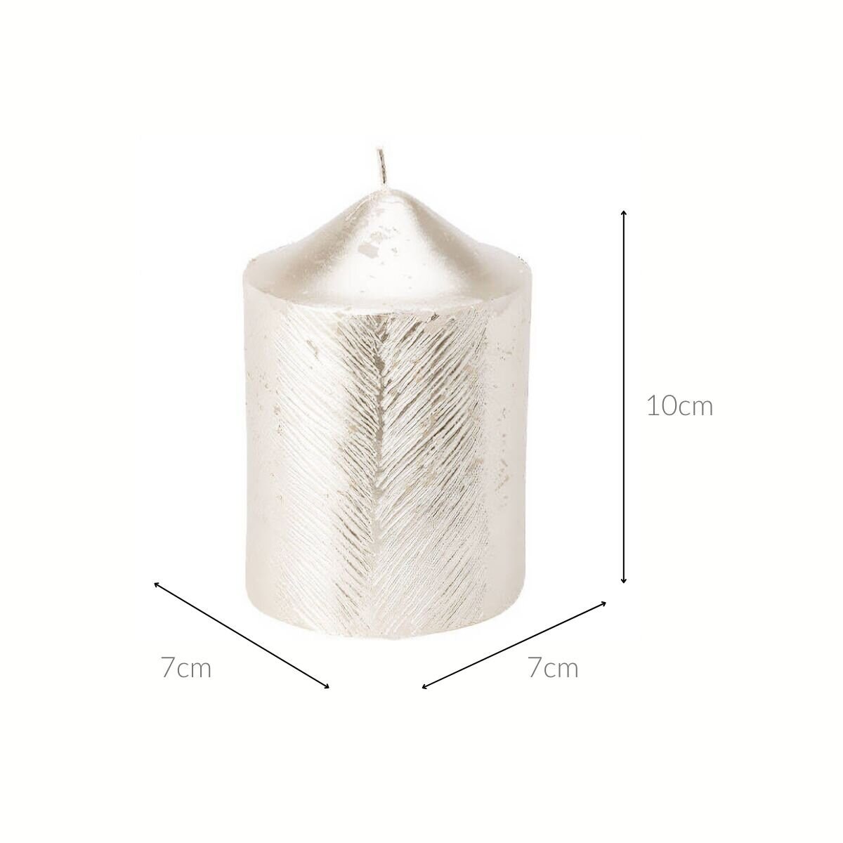 Świeca ozdobna z metalicznym wzorem, 7 x 10 cm