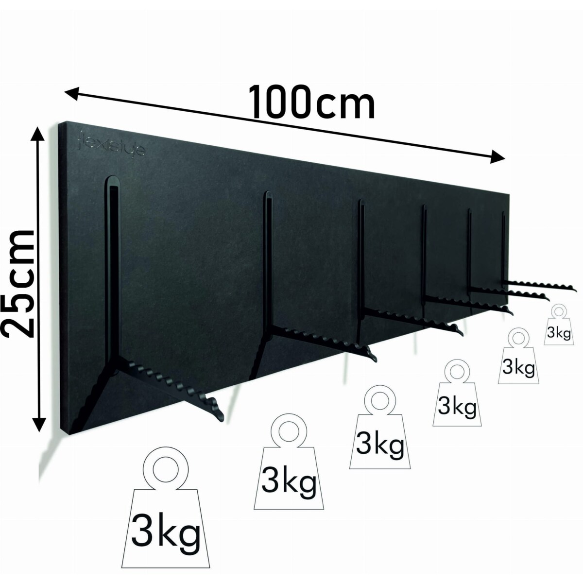 Wieszak na Ubrania czarny 25x100cm na kurtki