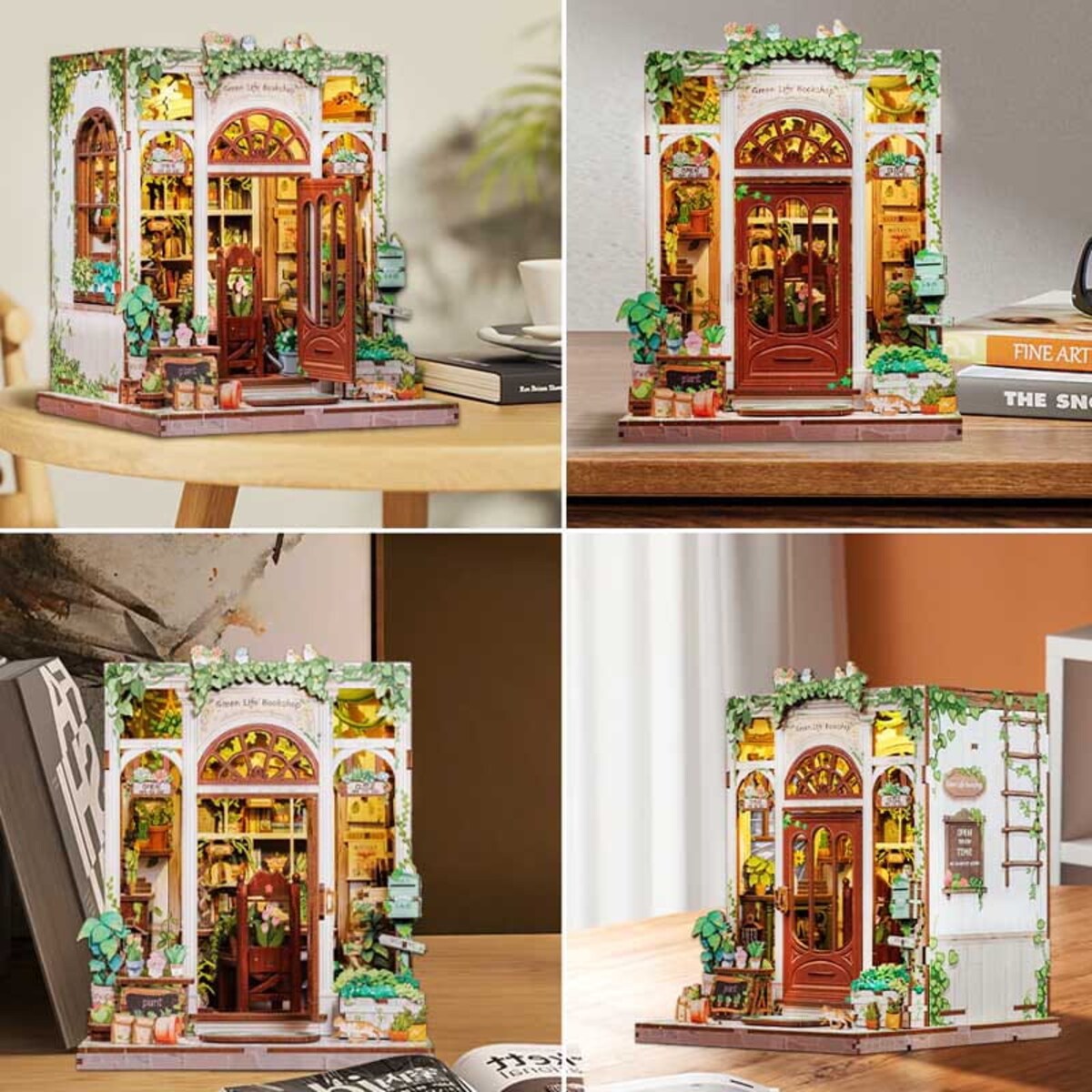 Miniaturowy domek mini Book Nook - Antykwariat pod zielonym bluszczem - CuteBee