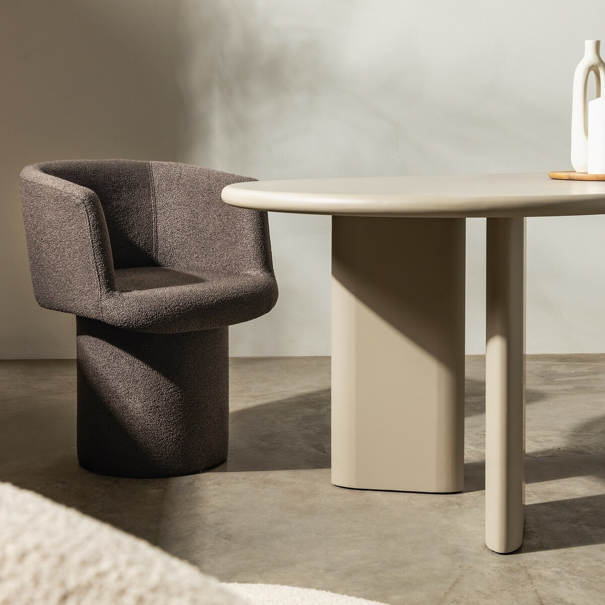 Fotel obrotowy, bouclé, ciemnobrązowy Haco