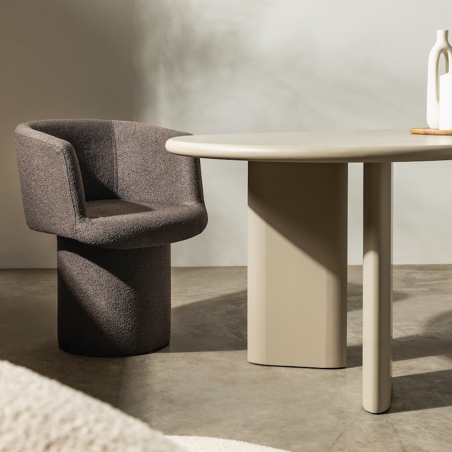 Fotel obrotowy, bouclé, ciemnobrązowy Haco