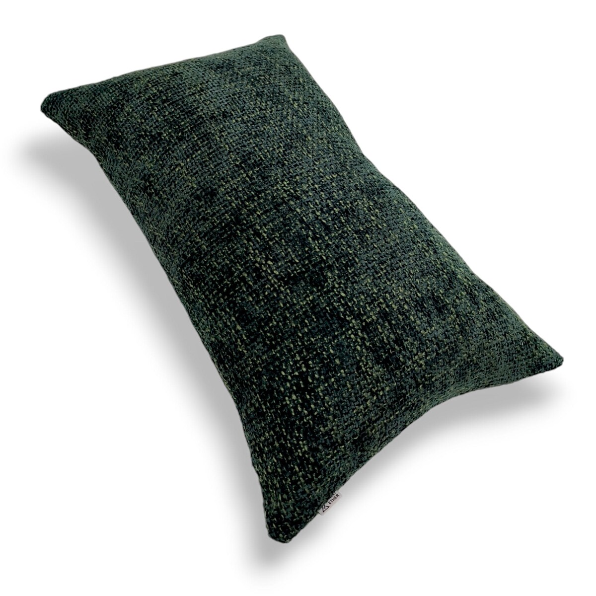 Zielona poduszka dekoracyjna z tkaniny szenilowej 55x35 Cyntia butelkowa zieleń