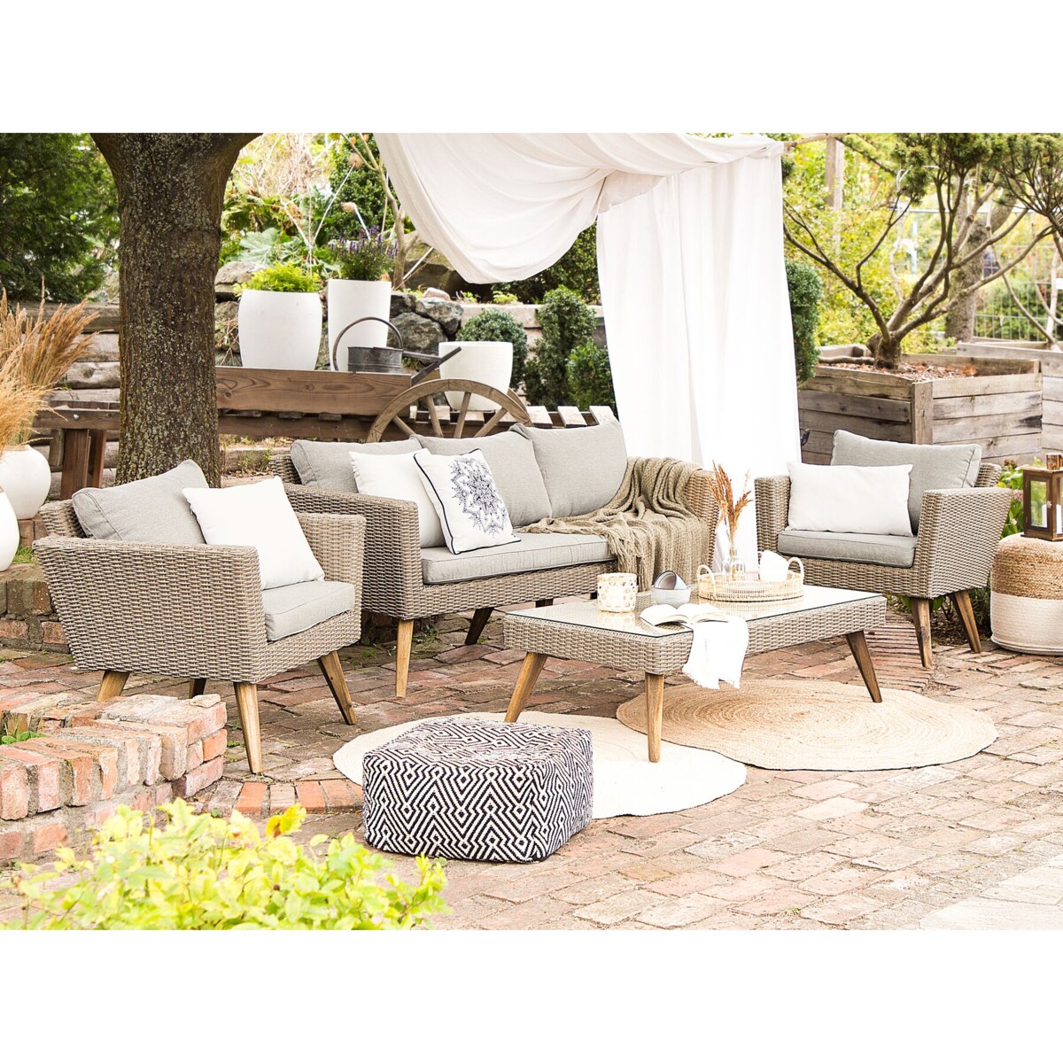 Zestaw ogrodowy ze stolikiem dla 5 osób VITTORIA Technorattan Szary