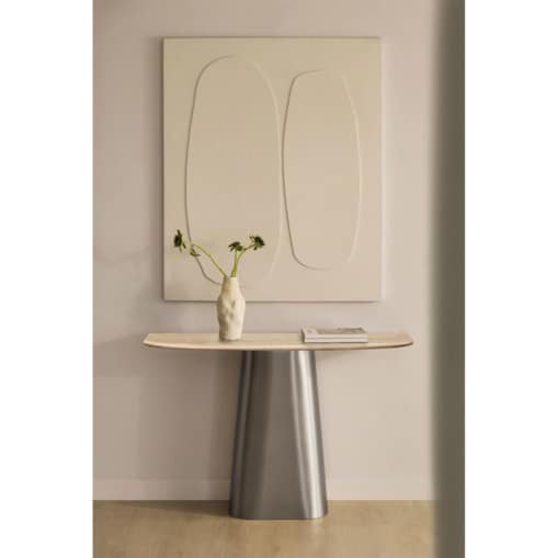 Konsola 120x40 cm z trawertynu i stali nierdzewnej Moreila