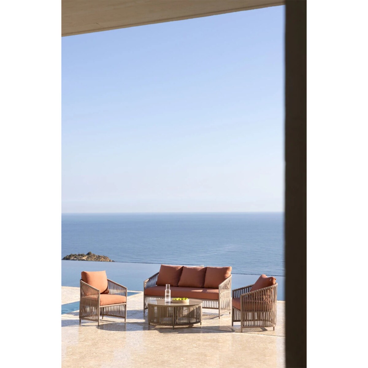 Zestaw ogrodowy: sofa, 2 fotele i stolik Sophie ceglasty