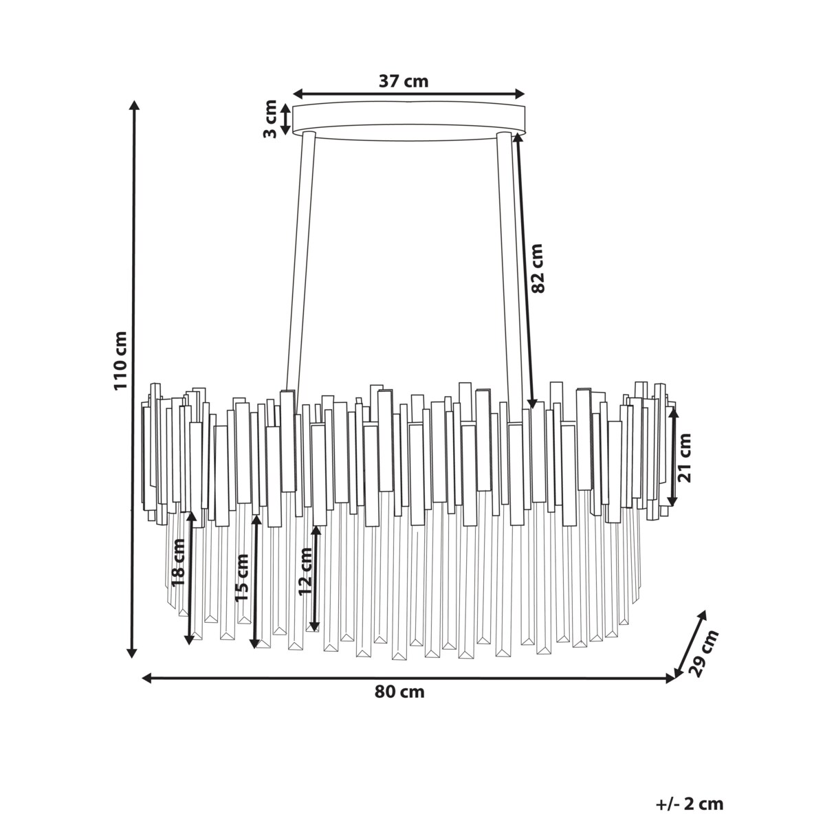 Żyrandol metalowy złoty GARCIA