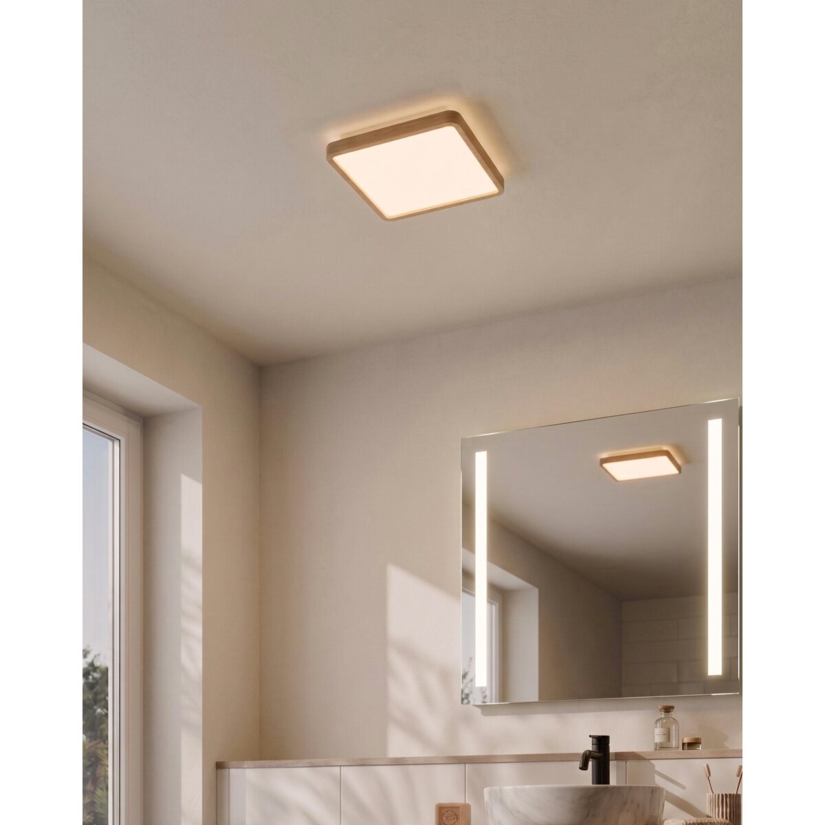 Lampa sufitowa LED TIVORA Z pilotem Ze ściemniaczem Jasnobrązowy
