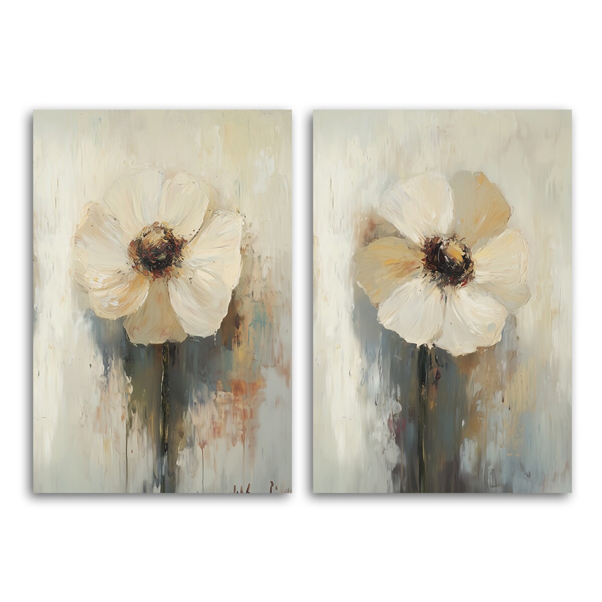 Obrazy sety nowoczesne do salonu sypialni loftu biura spa Beżowe kwiatyw stylu boho 160x120 (2x80x120)