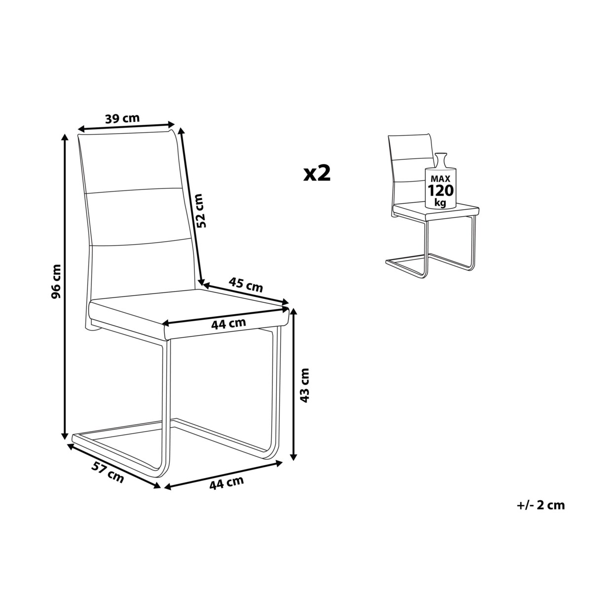Zestaw 2 krzeseł do jadalni welurowy szary ROCKFORD