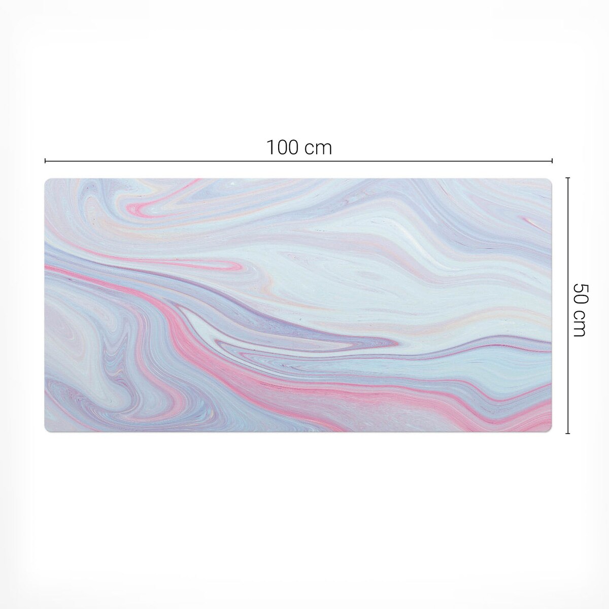 Niebieska mata na biurko Pastelowe fale, 100x50 cm