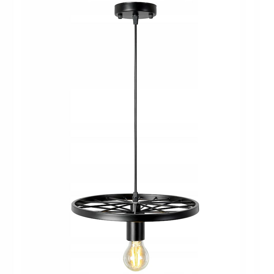 Lampa Wisząca Retro Koło Loft Czarna E27
