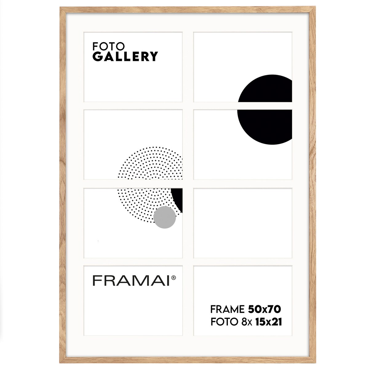Ramka na zdjęcia 8 zdjęć 15x21 cm rama kolor dębowy foto galeria 50x70 cm FRAMAI®