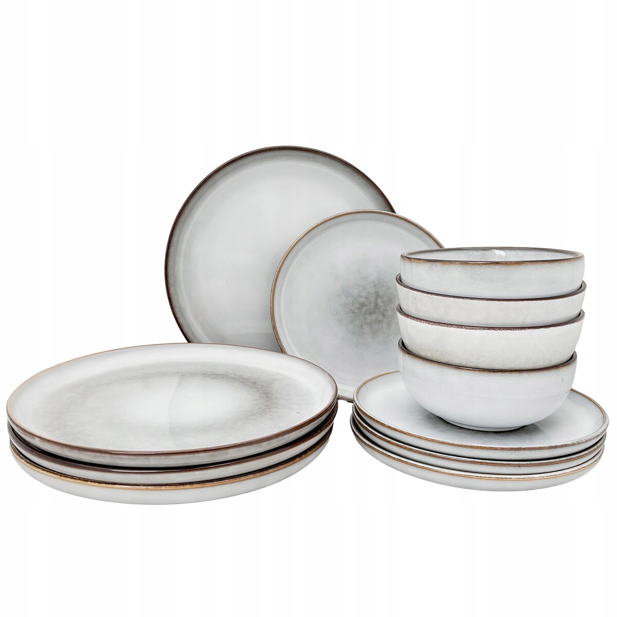 SERWIS OBIADOWY DLA 4 OSÓB ZESTAW TALERZY MISEK 12 el SZARY NOWOCZESNY