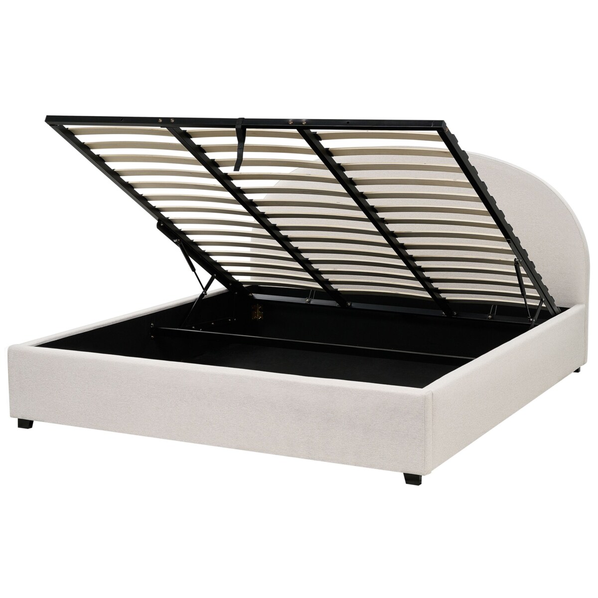 Łóżko z pojemnikiem tapicerowane 180 x 200 cm złamana biel VAUCLUSE