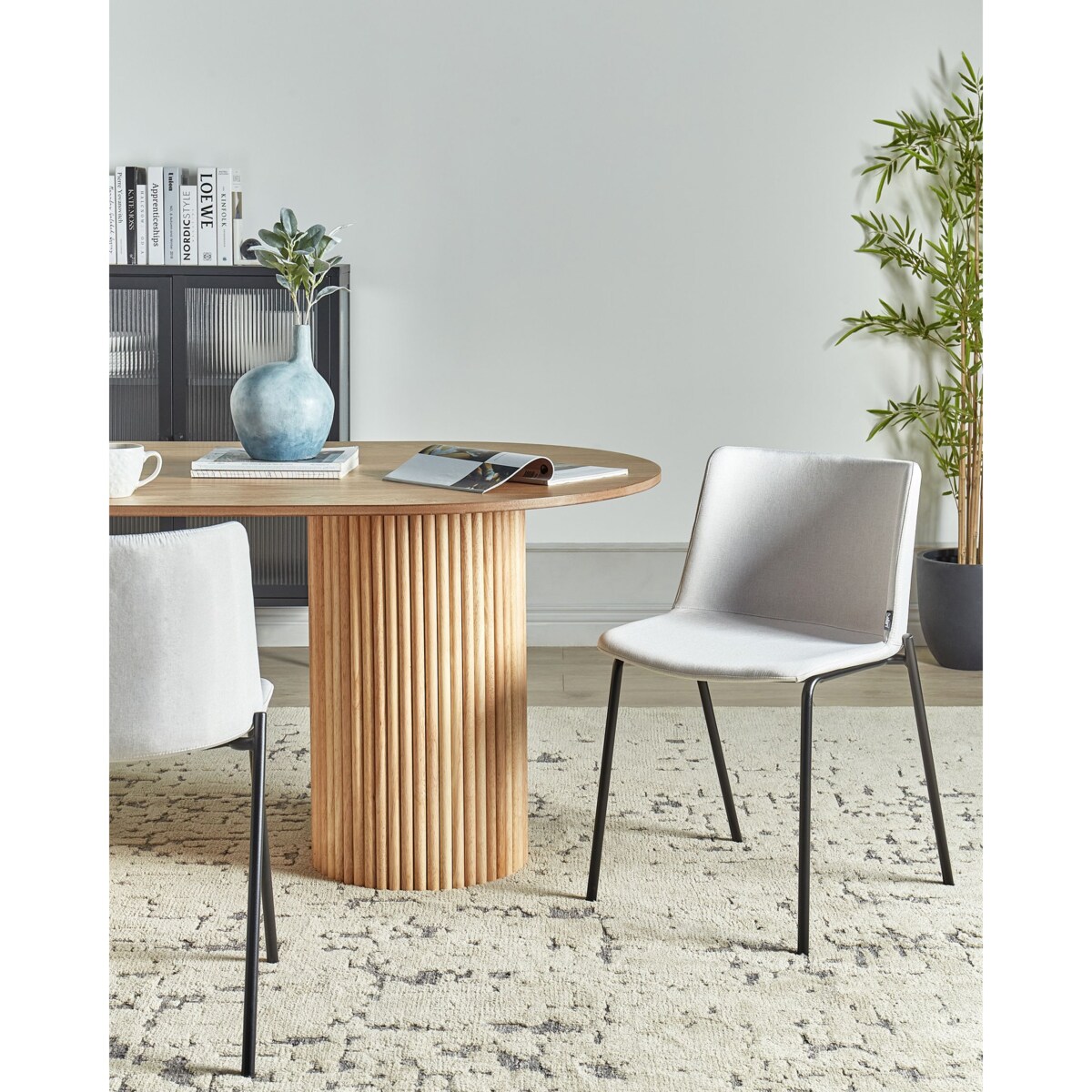 Krzesło do jadalni ESBON Zestaw 2 Tkanina Złamana biel