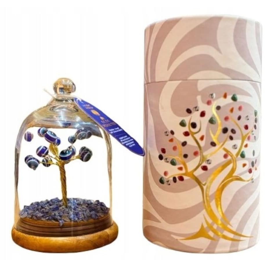 Drzewko z Lapisu z Okiem CZAKRY w Szklanej Kopule BOX na prezent szczęście