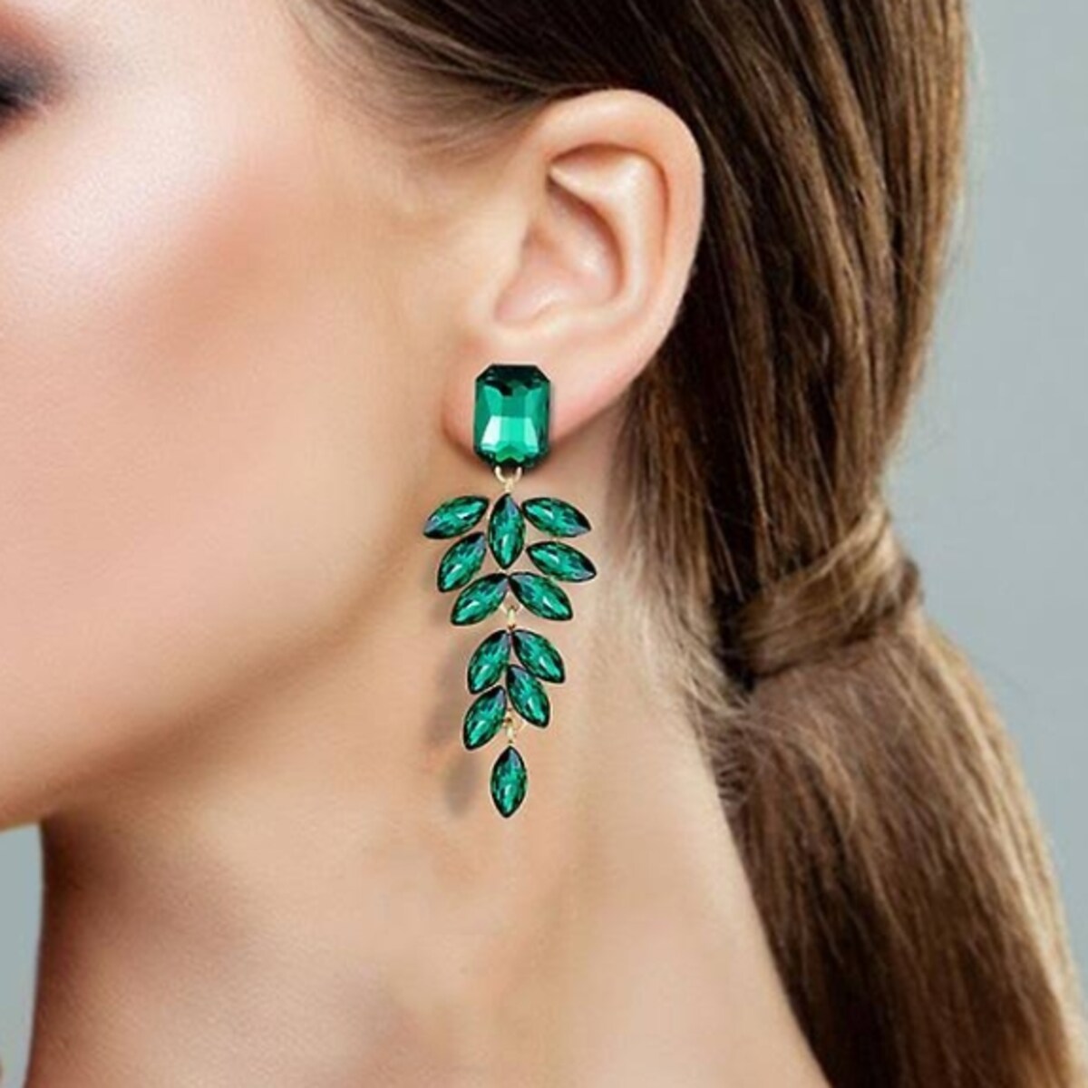 Kolczyki zielone złote wieczorowe piękne