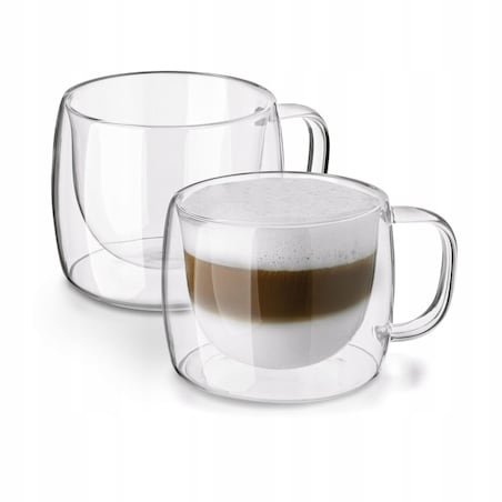 SZKLANKI FILIŻANKI na kawę herbatę PODWÓJNA ŚCIANKA termiczne 2x 350 ml