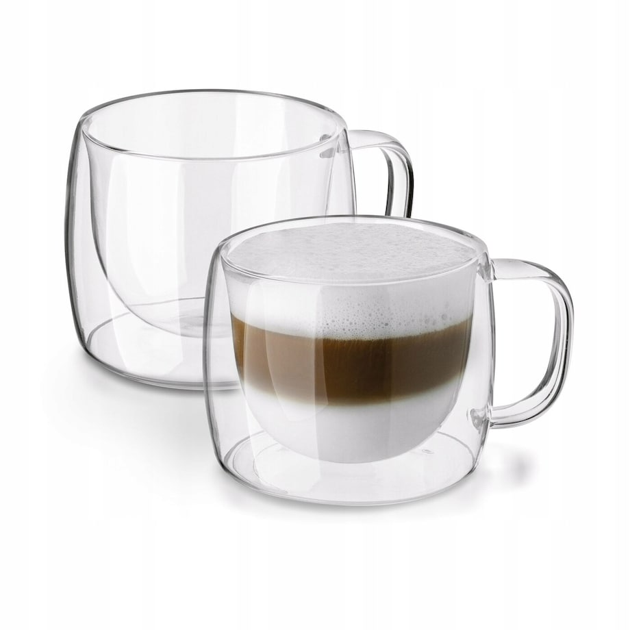 SZKLANKI FILIŻANKI na kawę herbatę PODWÓJNA ŚCIANKA termiczne 2x 350 ml