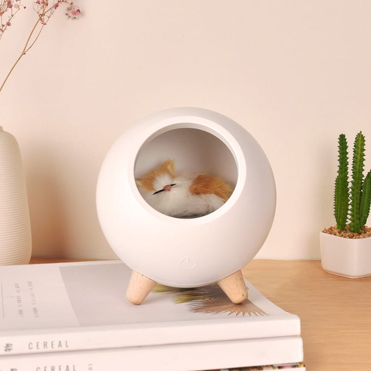 Lampka nocna dla dzieci z kotkiem - biała