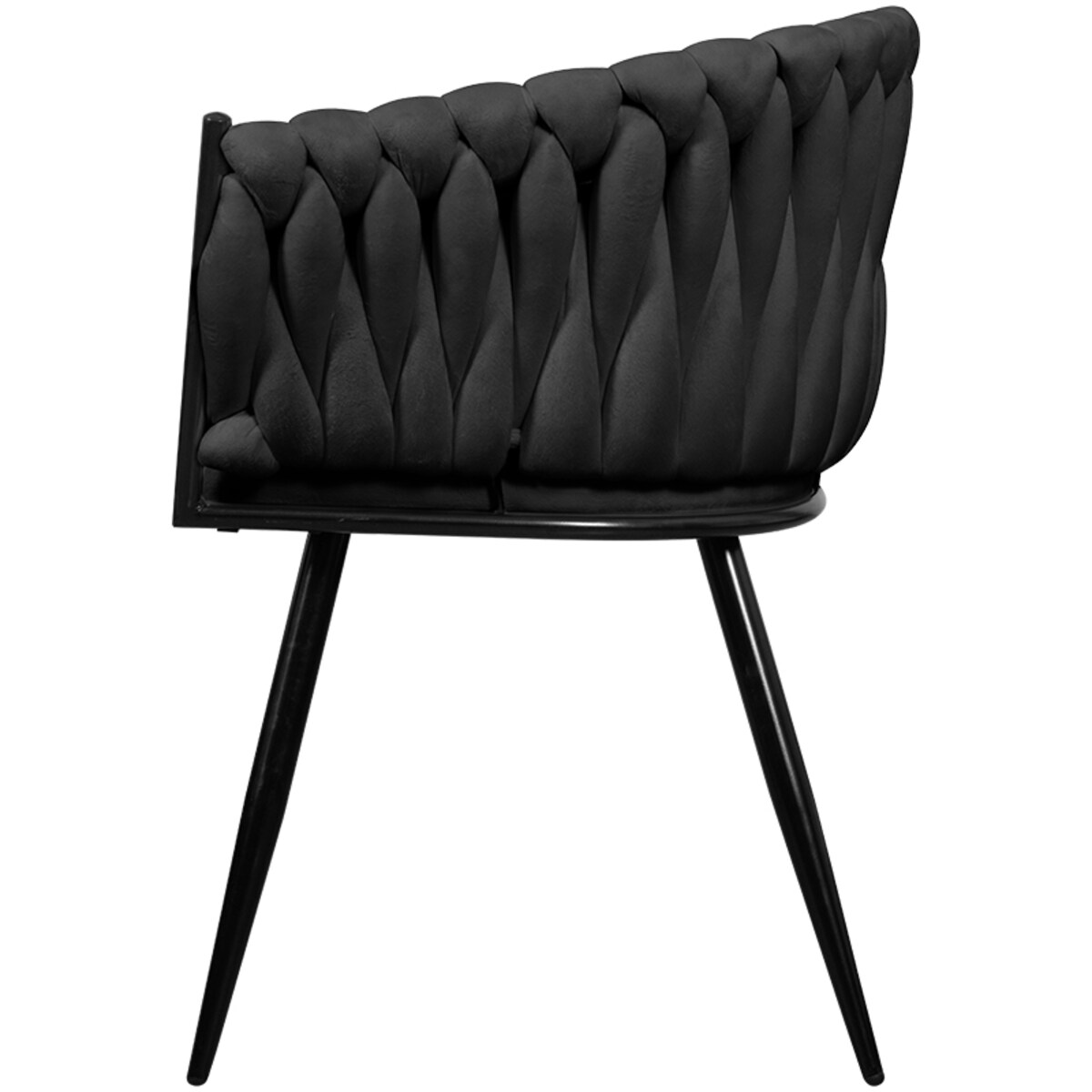 Krzesło tapicerowane do salonu glamour welurowe plecione czarne