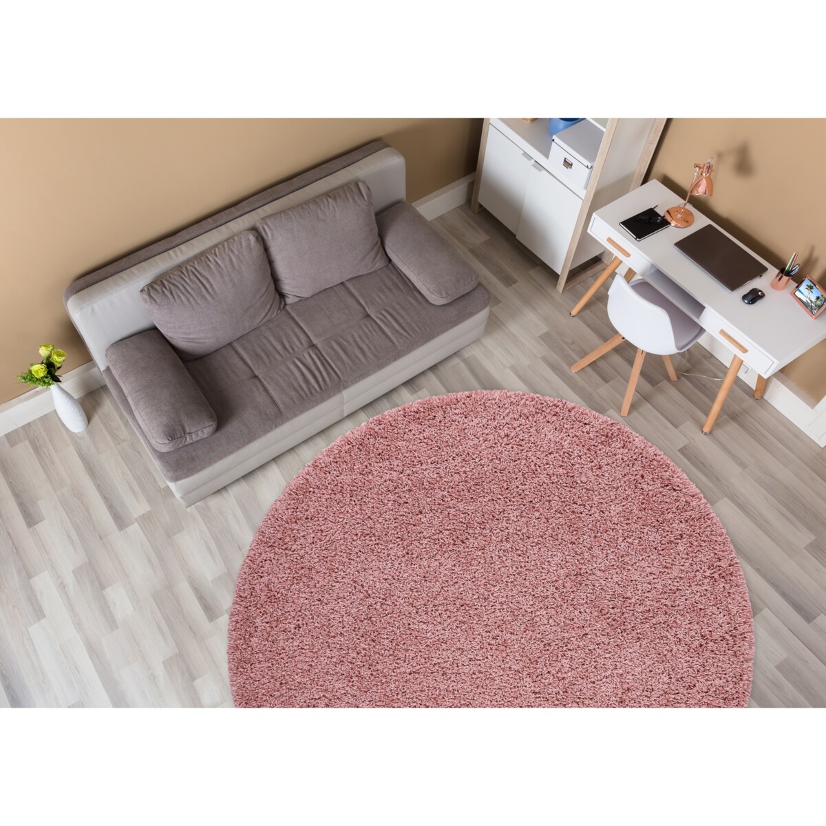 Dywan SOFFI koło shaggy 5cm różowy koło 100 cm