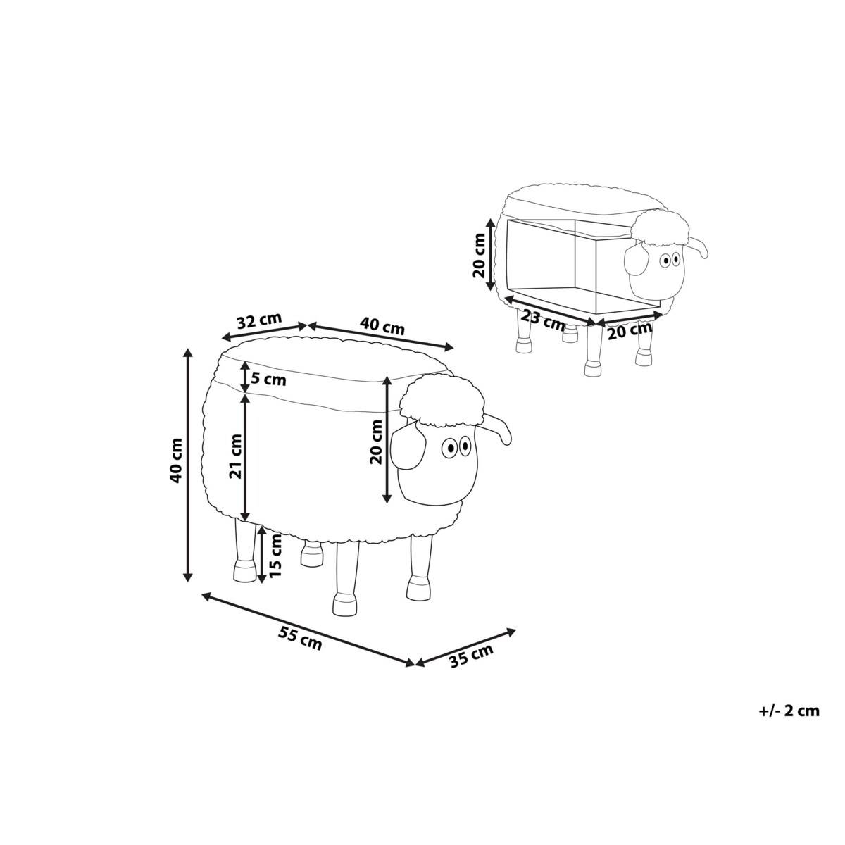 Pufa zwierzak ze schowkiem beżowa SHEEP