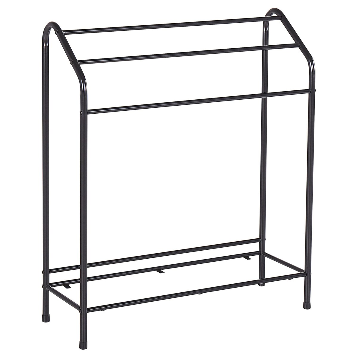 Stojak na ręczniki z półką 72 x 85 cm czarny z ciemnym drewnem MURIVA