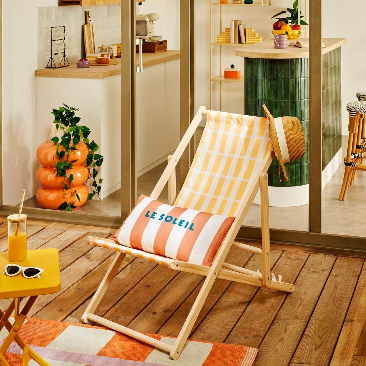 Stolik pomocniczy, boczny, Stoneto glossy, pomarańczowy, 43x35x35cm