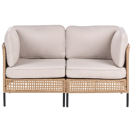 Sofa ogrodowa dla 2 osób OMEGANA Technorattan Jasnobeżowy