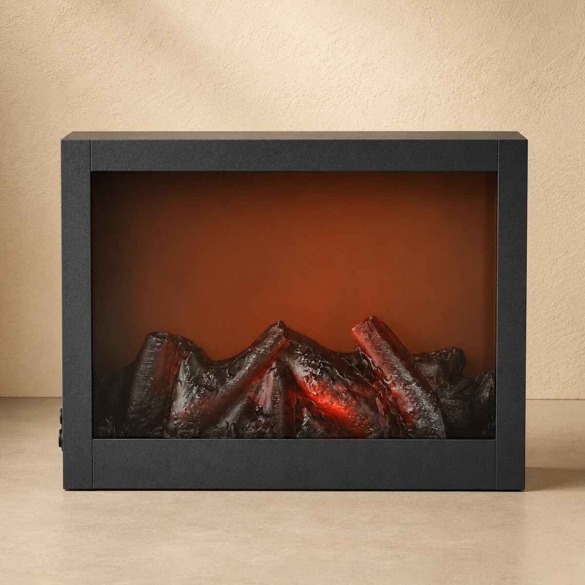 Kominek dekoracyjny LED, metalowy, 10 x 29 x 23 cm, kolor czarny