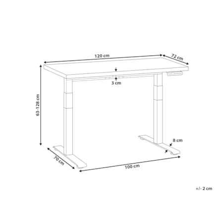Biurko regulowane Elektryczny 120 x 72 cm Jasnoszary DESTINES Różne rozmiary