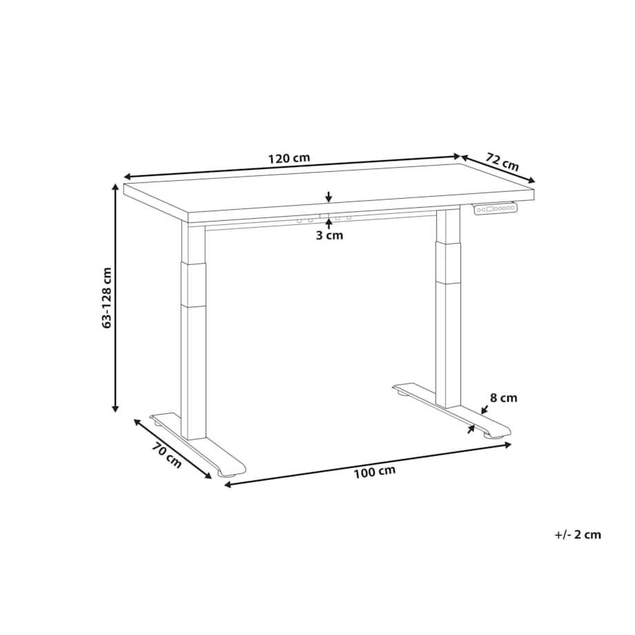 Biurko regulowane Elektryczny 120 x 72 cm Jasnoszary DESTINES Różne rozmiary