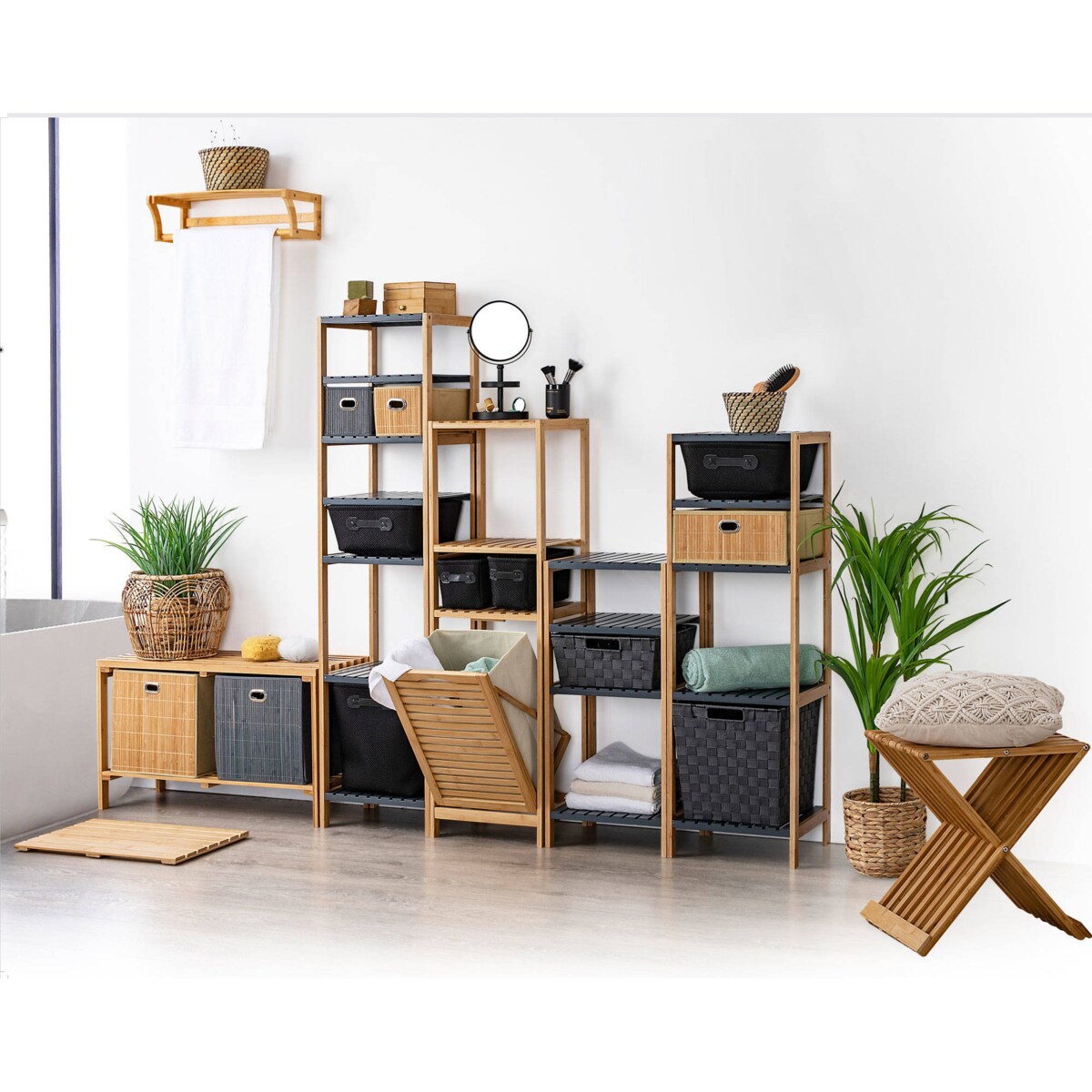 Regał z drewna bambusowego, z pięcioma półkami do przechowywania