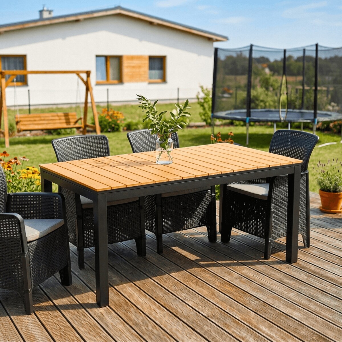 Stół Ogrodowy Rozkładany Na Ogród Działka Taras Dąb Czarny ARGOS 160-210