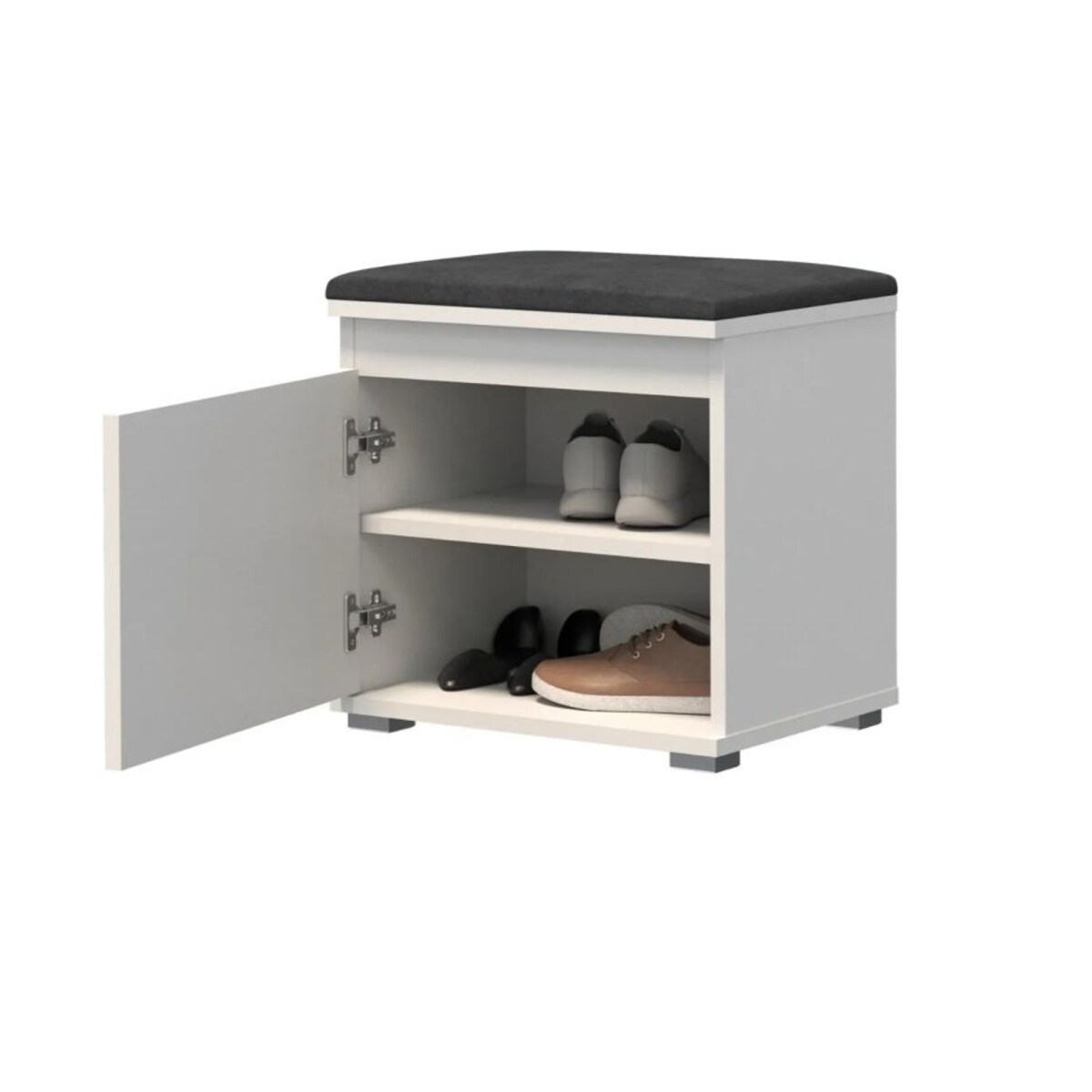 Szafka na buty z siedziskiem i wieszakiem SINGAPUR 50 biała/szara