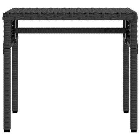 vidaXL Leżaki z zadaszeniem i stolikiem, 2 szt., czarne, polirattan