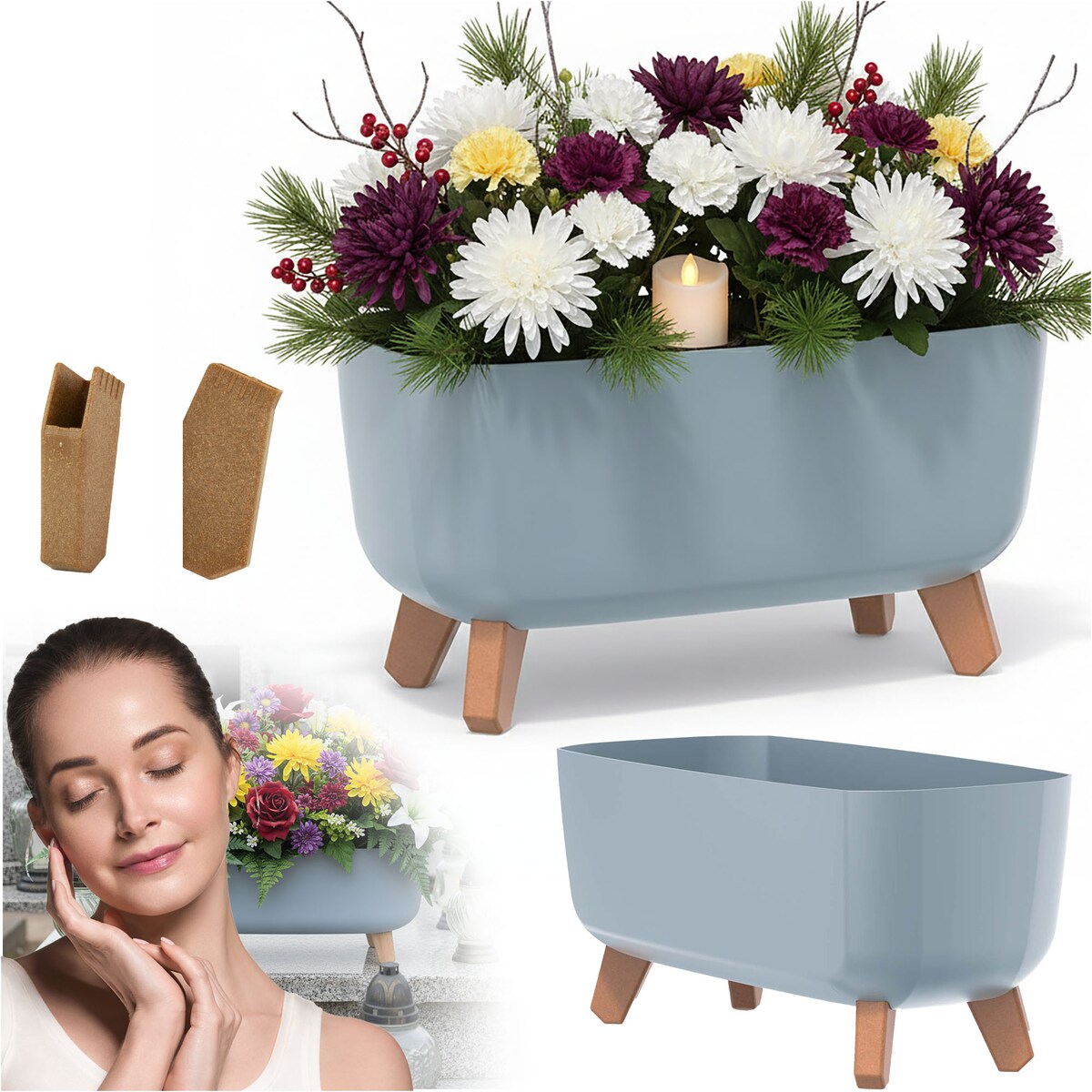 Donica Na Cmentarz Skrzynka Korytko Doniczka Na Wszystkich Świętych Gracia Case 39 Cm Szara