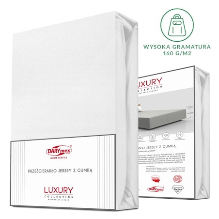 Prześcieradło z bawełny jersey z elastanem z gumką 90x200 kolor biały