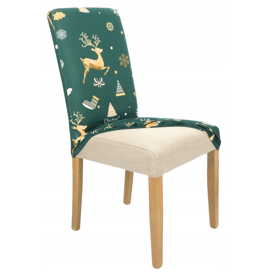 Pokrowiec Na Krzesło Zielony Świąteczne Wzory Elastyczny