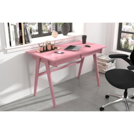 Drewniane biurko / toaletka z szufladami Visby EDDA / kolor pudrowy róż